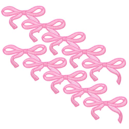 SHERCHPRY 10 Stück Rosa Schleifen Bügelbilder Aufnäher Stickerei Applikationen für Jeans Jacken Hüte Rucksäcke DIY Kleidung Verzierung von SHERCHPRY