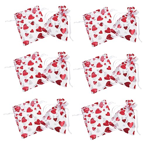 SHERCHPRY 100 Stück Herz Organzasäckchen Kordelzug Beutel für Süßigkeiten und Schmuck Romantische Verpackung für Hochzeiten und Valentinstag von SHERCHPRY