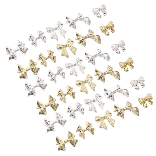 SHERCHPRY 100 Stück Metall Schleifen Flatback Nägel Schmuck aus Langlebiger Legierung Glänzende Nail Art Juwelen Eleganter Schleifen Knoten für DIY Maniküre Kreative Verzierung für Frauen von SHERCHPRY