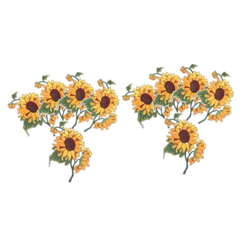 SHERCHPRY 2 Sätze Sonnenblumen Tuch Aufkleber Blumenstickerei Dekorative Aufnäher Sonnenblumen Stoffaufnäher Blumenapplikation Bestickt Flicken Aufbügeln Flicken Für Hosen Vlies 5 Stück * 2 von SHERCHPRY