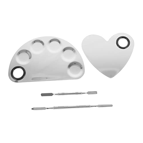SHERCHPRY 2 Stück Edelstahl Spateln Teiliges Nagelkunst Mischpalette Langlebig Leicht Handlich für Nageldesign und Make Up Farbvermischung von SHERCHPRY