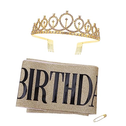 SHERCHPRY 2 Stück Teiliges Geburtstagsschärpe mit Elastischer Stoffkrone und Funkelndem Strass Haarreif Leichte Metalllegierung Glitzerndes Tiara Zubehör für Damen Geburtstagsfeier und SHERCHPRY 2 Stück Teiliges Geburtstagsschärpe mit Elastischer Stoffkrone und Funkelndem Strass Haarreif Leichte Metalllegierung Glitzerndes Tiara Zubehör für Damen Geburtstagsfeier und von SHERCHPRY