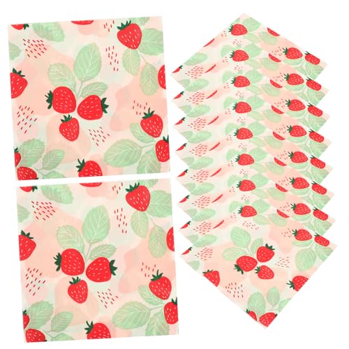 SHERCHPRY 20 Blatt Erdbeer -gedruckte Serviette Lieferungen Party Fruchtservietten Mädchen Erste Schüttgut Abendessen Servietten Hotel-desktop-servietten Dekoratives Seidenpapier Zellstoff von SHERCHPRY
