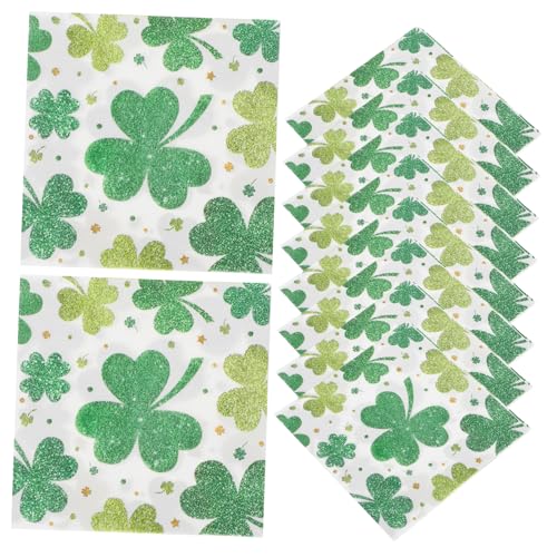SHERCHPRY 20 Stück St. Patrick Servietten Mit Kleeblatt-aufdruck, Dekoratives Seidenpapier Für Partyzubehör, Einweg-papierservietten Zum Abendessen von SHERCHPRY