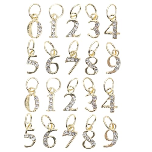 SHERCHPRY 20 Stück Teiliges Abnehmbare Verschleißfeste Metall Nagel Charm Dekorationen mit Strass Gemischte Zahlen Kreative Nail Art Zubehör für Stilvolle Maniküre Geeignet für Alltag und von SHERCHPRY