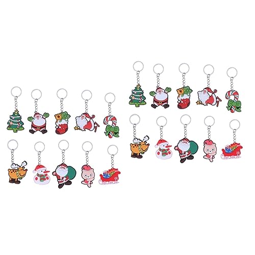 20 Stk Weihnachts-Schlüsselanhänger Cartoon-Schlüsselanhänger Schlüsselbund Schlüsselringe Geschenke Weihnachtsanhänger Weihnachtsmann Schlüsselanhänger Weihnachten Charme Kind von SHERCHPRY