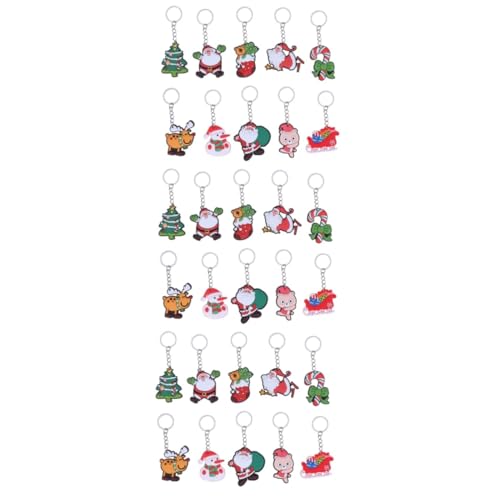 SHERCHPRY 24 pcs christmas tree keychain Christmas bag fillers key holder christmas reindeer decorations Christmas keyring keychains for kids keychup kids keychains bulk pendant Cartoon von SHERCHPRY