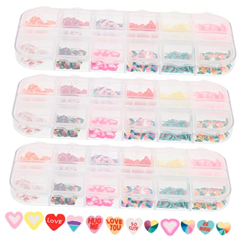 SHERCHPRY 3 Boxen Valentinstag Nagel Clay Sticker Set Herzform Nail Art Dekorationen Nail Charms für Damen DIY Maniküre Zubehör von SHERCHPRY