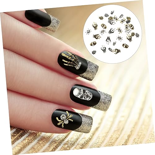 SHERCHPRY 32 Stück Teiliges Nagel Charms Halloween Design mit Vintage Strass Schädel und Spinne Nail Gems für Maniküre DIY Kleine Süße Nail Charms für Frauen und Nagelkünstler von SHERCHPRY