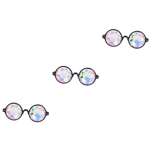SHERCHPRY 3St Trippy Brille für Raves fraktale Brille club brille regenbogengläser partygläser schnapsgläser trippige Brille Sonnenbrille Beugungsgläser Erodieren Kostüme von SHERCHPRY