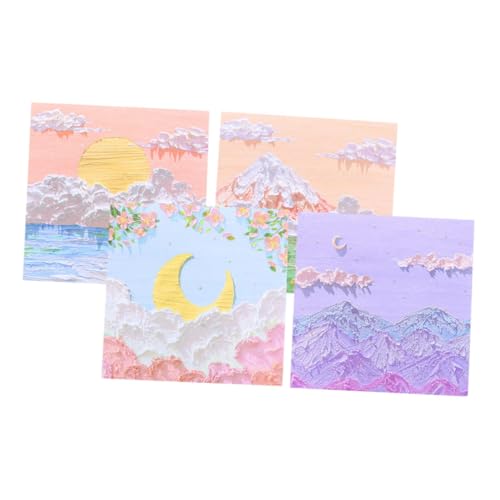 SHERCHPRY 4 Haftnotizen Bunt Landschaft Malerei Pastell Klebrig Ästhetisch Pads Schule Naturaufkleber Für Urlaubsaufkleber in Großer Vintage-aufkleber Für Das Journaling Papier von SHERCHPRY