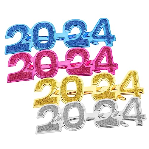 SHERCHPRY 4 Paare 2023 Neujahrs-party Brille Kostümzubehör Für Das Neue Jahr Neujahrs- Silvester Brille Geformt Sonnenbrillenneuheit 2024 Lustig Neujahrsbrille Trendy Gläser Stk von SHERCHPRY