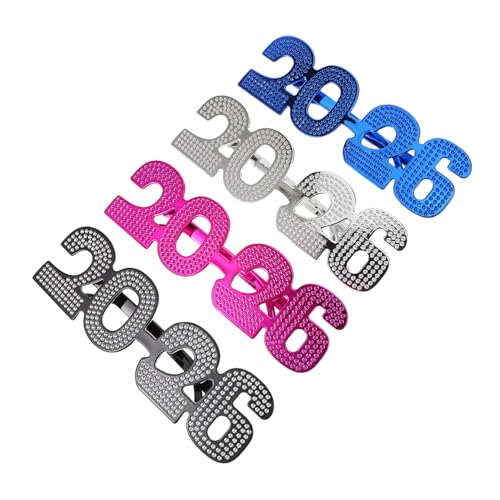 SHERCHPRY 4 Stück Teiliges Partybrillen aus Kunststoff Glitzernde Lustige Year Eyewear für Silvester Abschlussfeier und Karneval Dekorationsbrille für Festliche Events SHERCHPRY 4 Stück Teiliges Partybrillen aus Kunststoff Glitzernde Lustige Year Eyewear für Silvester Abschlussfeier und Karneval Dekorationsbrille für Festliche Events von SHERCHPRY