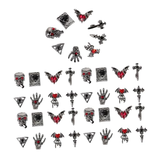 SHERCHPRY 40 Stück Halloween Nagelkunst Schmuck Vintage Punk Kreuz Herz Charms Nail Art Dekorationen für DIY Maniküre und Gruselige Nail Charms Fans SHERCHPRY 40 Stück Halloween Nagelkunst Schmuck Vintage Punk Kreuz Herz Charms Nail Art Dekorationen für DIY Maniküre und Gruselige Nail Charms Fans von SHERCHPRY