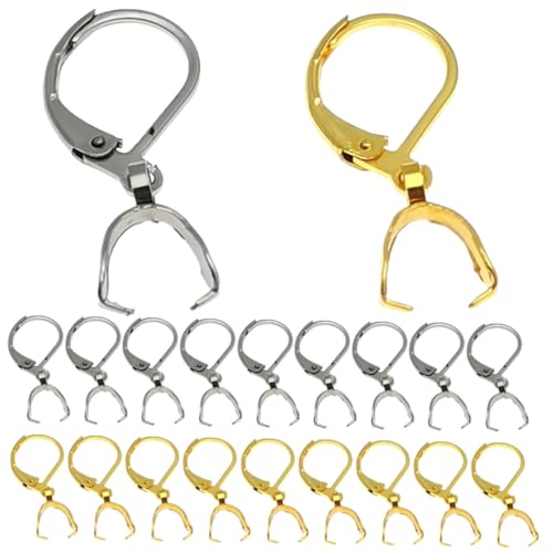 SHERCHPRY 40 Stück Ohrhaken mit Karabiner Verschlüssen Robuste Schmuckverbindung für Diy Armbänder und Schlüsselanhänger und Goldfarbe von SHERCHPRY