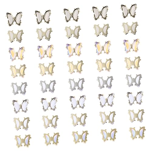 SHERCHPRY 40 Stück Teiliges Schmetterling Nagel Schmuck mit Funkelnden Charms in Gold und Silberbasis Nail Art Dekoration für Natürliche und Künstliche Nägel für Partys und Alltag SHERCHPRY 40 Stück Teiliges Schmetterling Nagel Schmuck mit Funkelnden Charms in Gold und Silberbasis Nail Art Dekoration für Natürliche und Künstliche Nägel für Partys und Alltag von SHERCHPRY