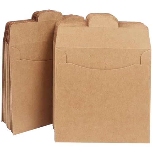 SHERCHPRY 50 Stück Kleine Kraftpapier Umschläge Braun CD Hüllen Aus Stabilem Langlebigem Naturpapier Für Aufbewahrung Von Samen Schmuck Karten Nachhaltige Papier Taschen Für Organisation von SHERCHPRY