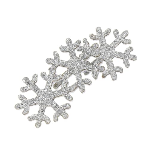 SHERCHPRY 50 Stück Schneeflocken DIY Haarschmuck Silberne Glitzer Ornamente Leichte Haarschmuck Dekoration für Haarspangen Haarbänder und Bastelarbeiten für Mädchen Frisuren und Handcraft von SHERCHPRY