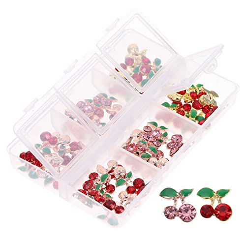 SHERCHPRY 60 Stück Strasssteine Kirsche Nail Art Dekorationen DIY Accessoires Funkelnde Charms für Nageldesigns Vielseitig Einsetzbar für Dekoration von SHERCHPRY