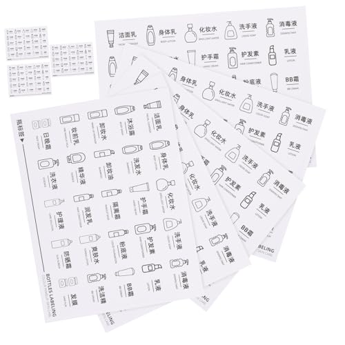 SHERCHPRY 8 Blatt Kosmetiketiketten Selbstklebende Aufkleber Wasserdichte Etiketten für Hautpflegeprodukte Badezimmer Organisation Sticker SHERCHPRY 8 Blatt Kosmetiketiketten Selbstklebende Aufkleber Wasserdichte Etiketten für Hautpflegeprodukte Badezimmer Organisation Sticker von SHERCHPRY