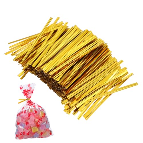 SHERCHPRY 800 Stück Goldene Geschenkband Ties für Geschenktüten und Süßigkeitenbeutel zum Dekorieren und Verschließen von Geschenken für Partys und Feiertage von SHERCHPRY