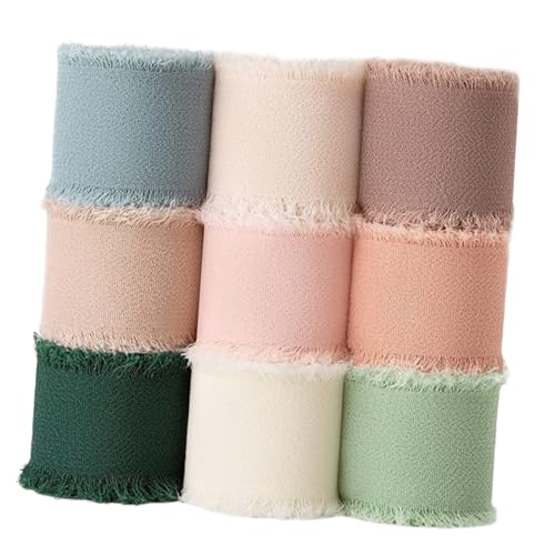 SHERCHPRY 9 Rollen Hochzeitseinladungsband Kunsthandwerk Kampf Blumen- Party Multifunktions-Bastelband Band Stoff Geschenkband Geschenkverpackungsbänder Seidenbandbänder Chiffon von SHERCHPRY