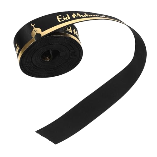 SHERCHPRY Fite Decorative Ribbon eid mubarak Urlaubsband Geschenkband Partybänder Dekoratives Verpackungsband Geschenkverpackungszubehör bedruckte Bänder Wickelband Polyester Black von SHERCHPRY