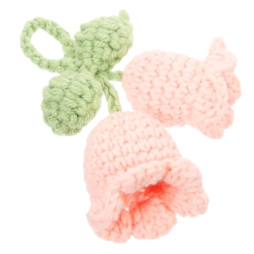 SHERCHPRY Handgefertigter Gestrickter Glockenblumen Schlüsselanhänger aus Langlebigem Baumwollgarn Farbenfrohes Häkelblumen Pendant für Taschen Auto Innenraum und Geschenkdekoration von SHERCHPRY