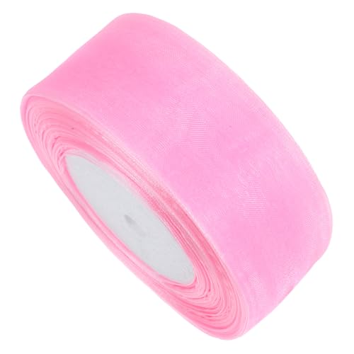 SHERCHPRY Netzband Schwarzes, transparentes Organzaband durchsichtiges Glitzerband Girlandeband dünnes Band Halloween-Band transparent durchsichtiges Organzaband Abschlussband Chiffon Rosa von SHERCHPRY