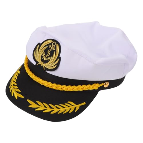 SHERCHPRY Verstellbare Kapitänsmütze Weiß Segler Hut Flacher Oberkopf Winddicht Vintage Stil Unisex Für Sommer Kostüm Yacht Party Cosplay SHERCHPRY Verstellbare Kapitänsmütze Weiß Segler Hut Flacher Oberkopf Winddicht Vintage Stil Unisex Für Sommer Kostüm Yacht Party Cosplay von SHERCHPRY