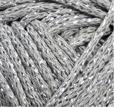 1,5 mm Makramee-Garn, 100 % Baumwoll-Makramee-Schnur, 100 g Häkelgarn, glitzerndes Garn, Glitzergarn zum Häkeln, Stricken, Pullover, Schals, Tasche (graues Glitzern) von SHEweave