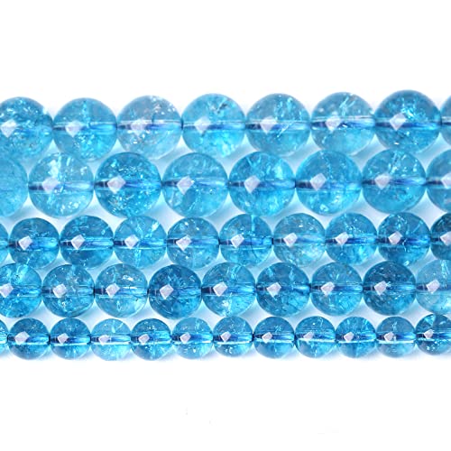 10 mm 36 Stück blaue Kristall-Abstandshalter aus Crackle-Quarzstein, runde lose Perlen für Schmuckherstellung, DIY-Armband, 38,1 cm Strang 10 mm 36 Stück blaue Kristall-Abstandshalter aus Crackle-Quarzstein, runde lose Perlen für Schmuckherstellung, DIY-Armband, 38,1 cm Strang von SHFJASBNUMG