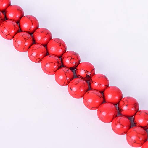 10 mm große Howlith rote Türkis-Edelsteine, lose Perlen für DIY-Schmuckherstellung, 38,1 cm pro Strang von SHFJASBNUMG
