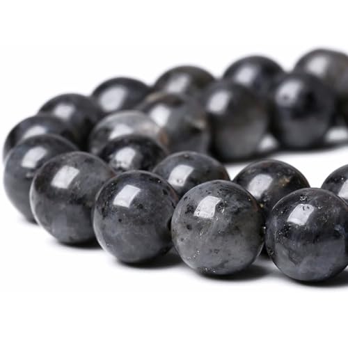 12 mm echte Larvikit-Larvikit-Perlen, schwarze Labradorit-Perlen, runde Edelsteinperlen, lose Perlen zur Schmuckherstellung, 38,1 cm (31–32 Stück/Strang) von SHFJASBNUMG