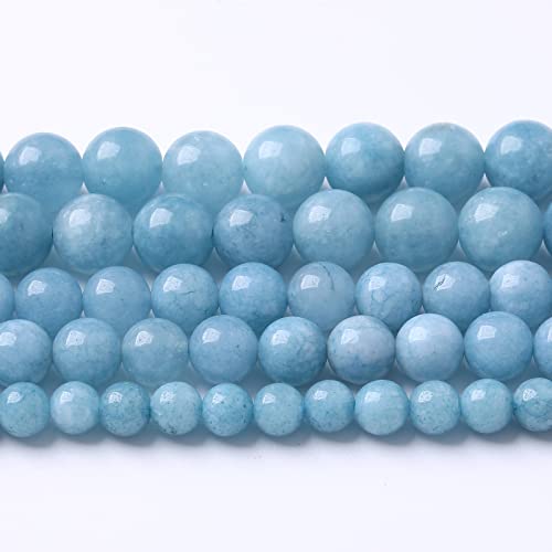 36 Stück 10 mm natürliche blaue Chalcedon-Jade-Perlen zur, Aquamarin-Jade, Energiestein, Heilperlen, DIY-Armband, Halskette, 38,1 cm, 1 Strang von SHFJASBNUMG