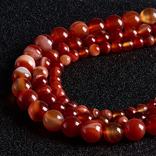 45 Stück 8 mm große Perlen aus natürlichem Edelstein, orange gestreifter Achat, runde lose Perlen zur mit Kristall-Stretchkordel 45 Stück 8 mm große Perlen aus natürlichem Edelstein, orange gestreifter Achat, runde lose Perlen zur mit Kristall-Stretchkordel von SHFJASBNUMG
