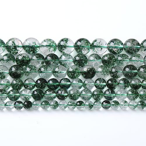 45 Stück 8 mm natürliche grüne Phantom-Geister-Quarz-Stein-runde Perlen für, DIY-Armbänder, Halsketten, Kristall-Energie-Heilstein-Perlen, 38,1 cm von SHFJASBNUMG