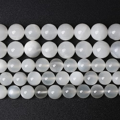 45 Stück 8 mm natürliche weiße Mondsteinperlen, AAA-Edelstein, runde lose Perlen für, DIY-Armbänder, Halsketten, Kristall-Energie-Heilsteinperlen, 38,1 cm von SHFJASBNUMG