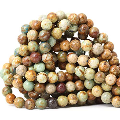 45 Stück 8 mm natürlicher Pfauen-Türkis-Edelstein, rund, lose Perlen für selbstgemachte Armbänder, Halsketten, Ohrringe, Schmuckherstellung, 1 Strang, 38,1 cm von SHFJASBNUMG