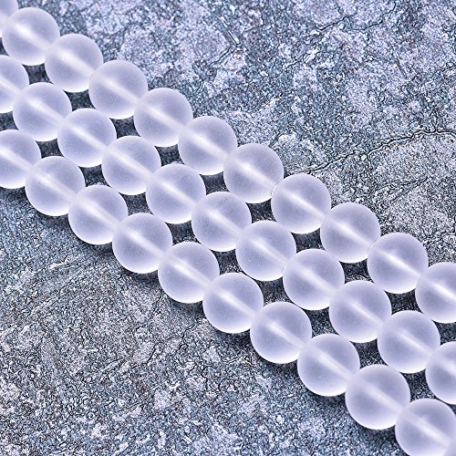 48 Stück 8 mm matte weiße Glasperlen für Schmuckherstellung, glänzende, runde, glatte, polierte Glas-Edelsteinperlen für DIY-Armbänder, 38,1 cm (15 Zoll) Strang von SHFJASBNUMG