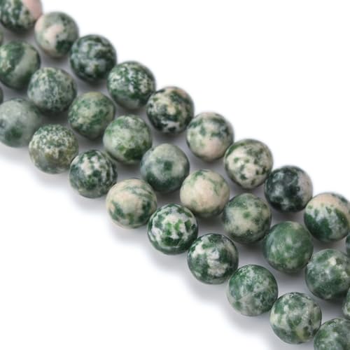 6 mm grüne Jaspis natürliche Edelsteinperlen zur Schmuckherstellung, runde glatte Steinperlen, 38,1 cm/Strang (grüner Punkt, 6 mm) von SHFJASBNUMG