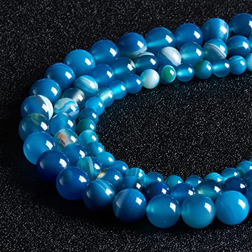 60 Stück 6 mm große Perlen aus natürlichem Edelstein, blau gestreifter Achat, runde lose Perlen zur mit Kristall-Stretchkordel 60 Stück 6 mm große Perlen aus natürlichem Edelstein, blau gestreifter Achat, runde lose Perlen zur mit Kristall-Stretchkordel von SHFJASBNUMG