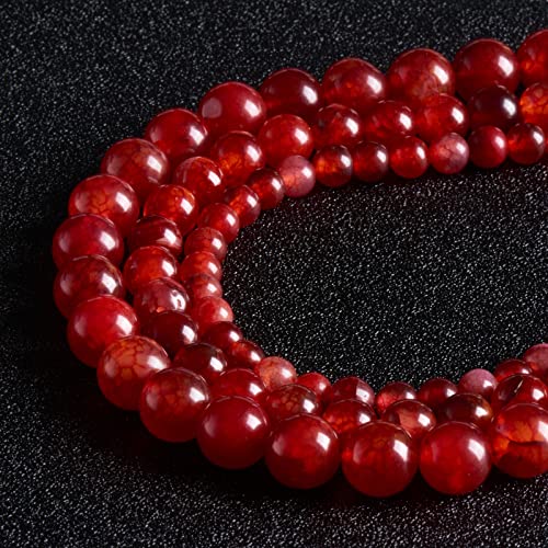 60 Stück 6 mm große Perlen aus natürlichem Edelstein, roter Drachenader-Achat, runde lose Perlen zur mit Kristall-Stretchkordel 60 Stück 6 mm große Perlen aus natürlichem Edelstein, roter Drachenader-Achat, runde lose Perlen zur mit Kristall-Stretchkordel von SHFJASBNUMG