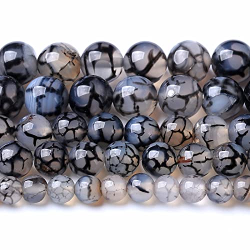 8 mm, 45 Stück Naturstein-Perlen aus schwarzem Drachenvener, Achat, für Schmuckherstellung, DIY-Armbänder von SHFJASBNUMG