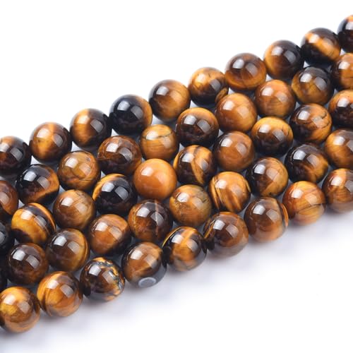 8 mm natürliche gelbe Tigeraugen-Perlen, runde Edelstein-Perlen für Schmuckherstellung (46–48 Stück/Strang) von SHFJASBNUMG
