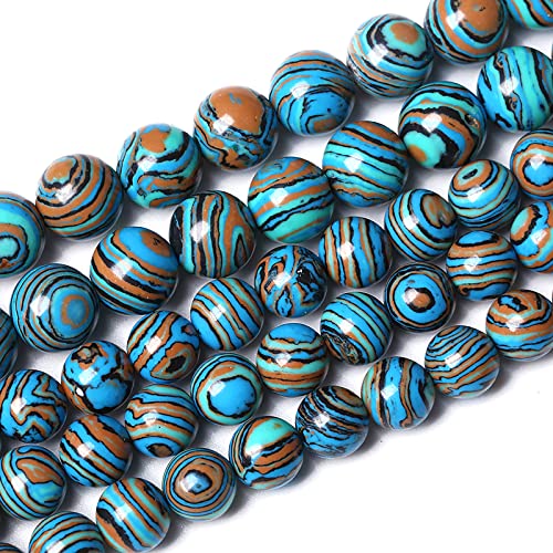 90 Stück 8 mm blaue Malachit-Steinperlen, rund, lose Edelsteinperlen für die, DIY-Armband, Halskette, 81,3 cm, 2 Stränge, Energiestein, Heilkraft von SHFJASBNUMG
