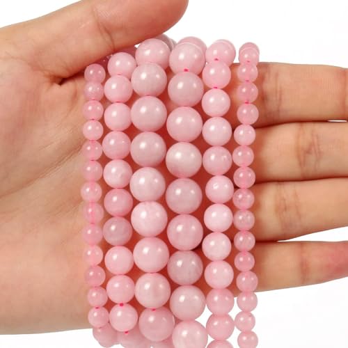 Echte Rosenquarz-Perlen, rund, 12 mm, Halbedelsteinperlen für Schmuckherstellung, 32 Stück Echte Rosenquarz-Perlen, rund, 12 mm, Halbedelsteinperlen für Schmuckherstellung, 32 Stück von SHFJASBNUMG