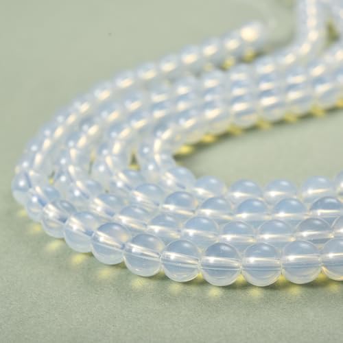 Glasperlen zur Schmuckherstellung, runde lose Perlen, 6 mm, 8 mm, 10 mm, für Armbänder, 38,1 cm Strang, Bastelbedarf (Opalit-Glasperlen, 8 mm) von SHFJASBNUMG
