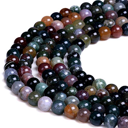 Natürliche Edelsteine, lose Perlen, glatt, rund, ca. 38,1 cm, DIY-Armband, Halskette für Schmuckherstellung (10 mm, indischer Achat) von SHFJASBNUMG