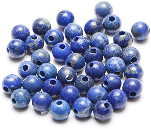 Natürliche Edelsteinperlen, 8 mm, rund, lose Perlen, großes Loch, 2,5 mm, 40 Stück (Lapis) von SHFJASBNUMG